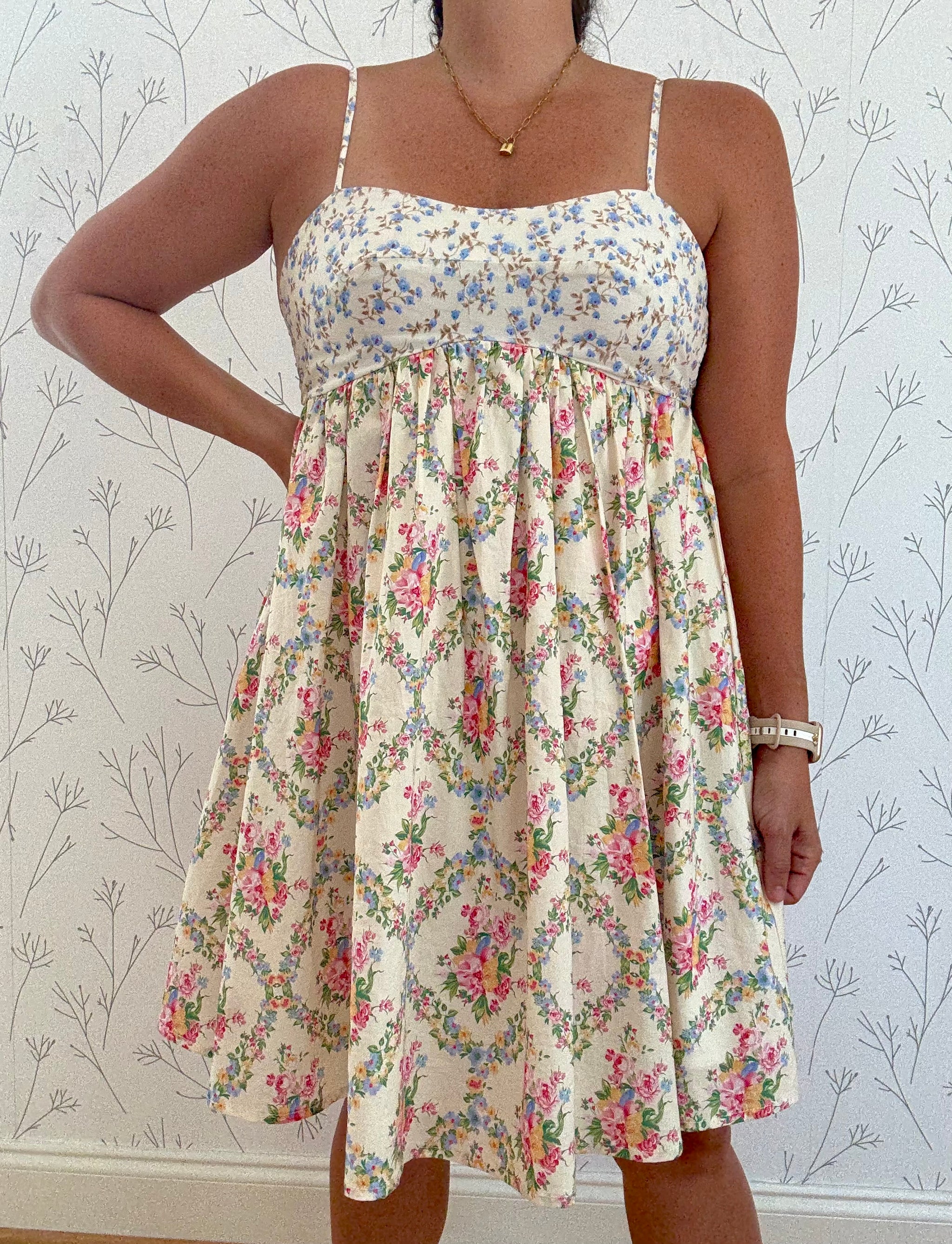 Mixed Floral Print Mini Dress