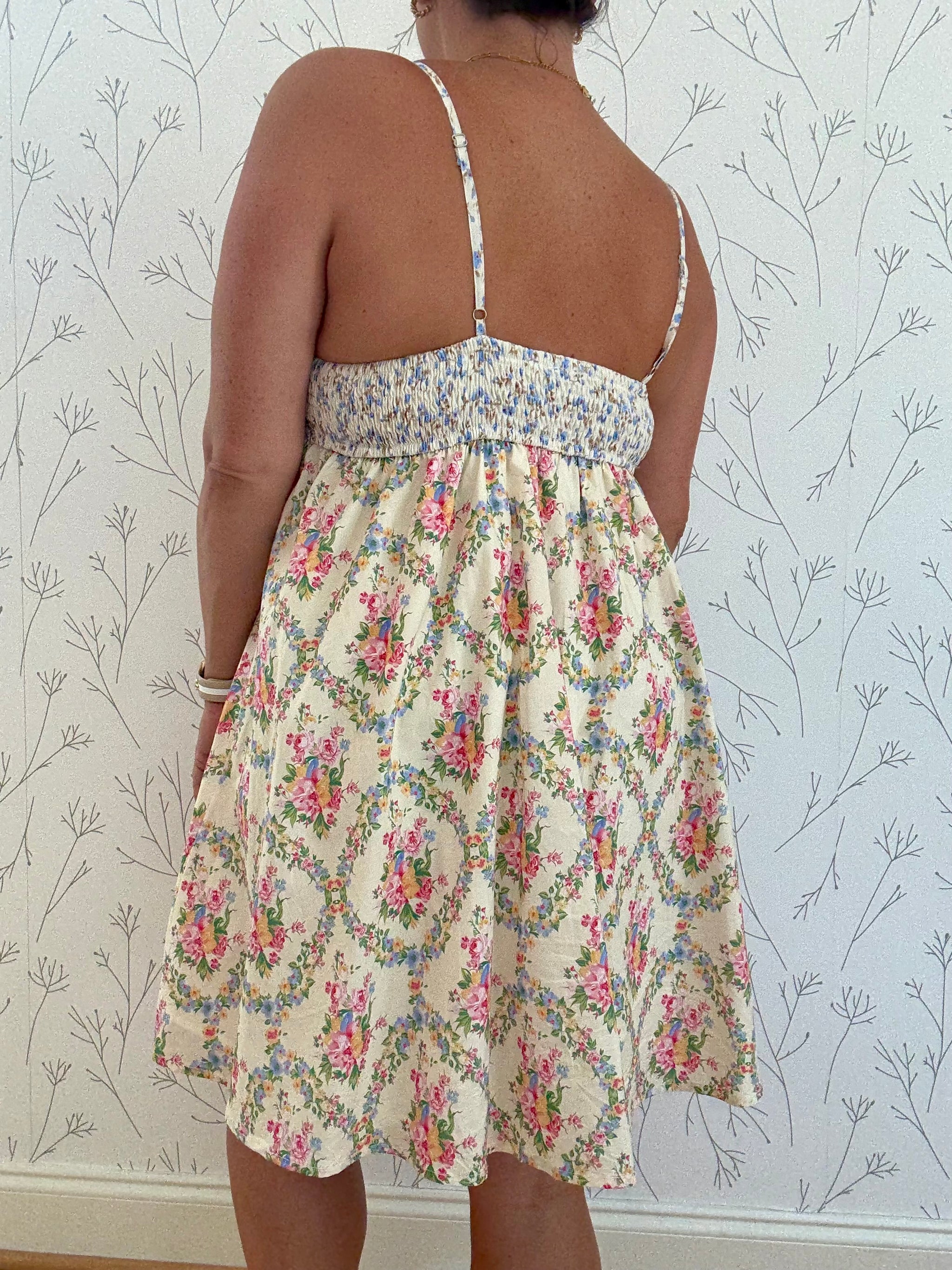 Mixed Floral Print Mini Dress