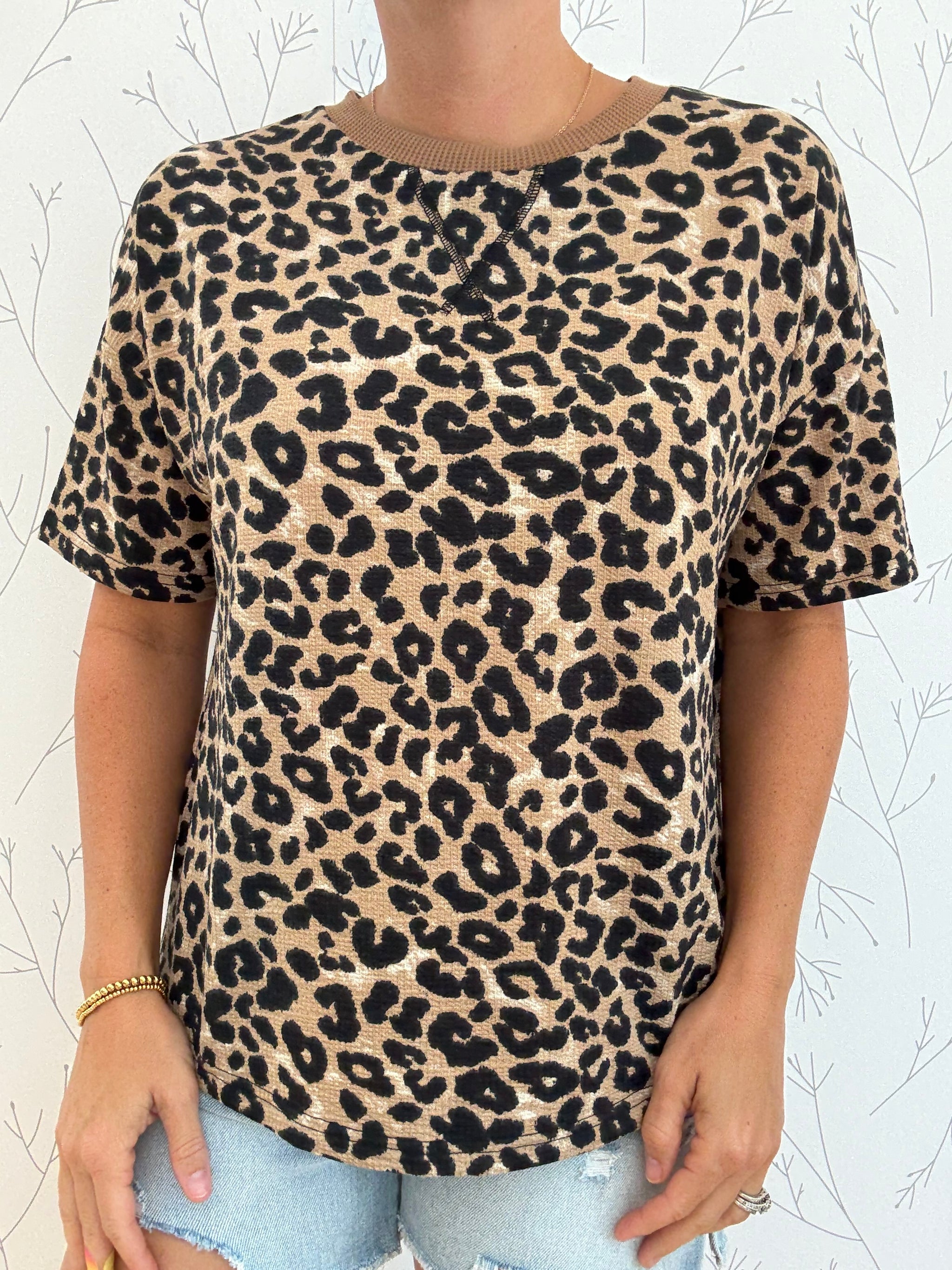 Leopard Waffle Knit Top