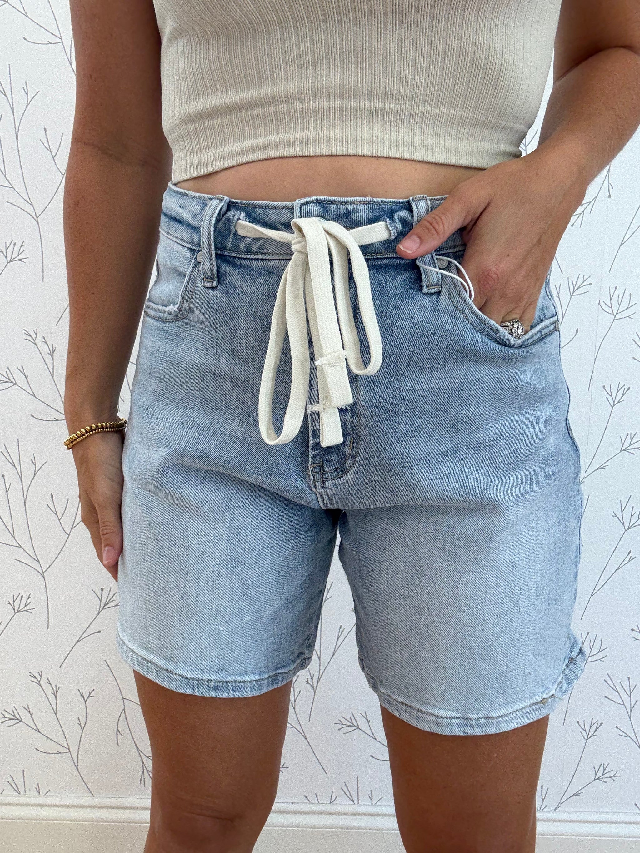 Waist Tie Denim Shorts