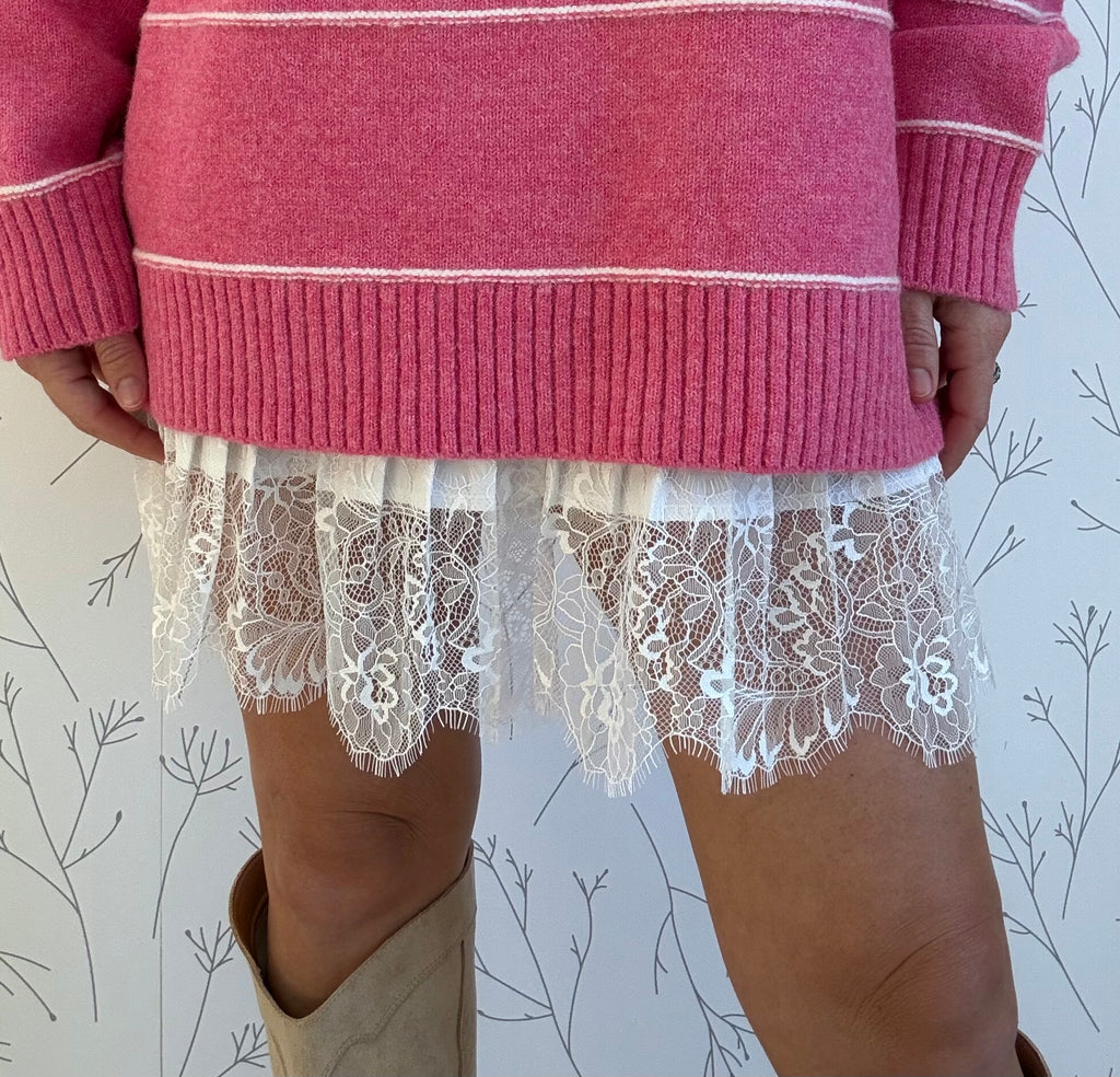épine lace knit & pleats skirt set up épine lace knit & pleats skirt set up