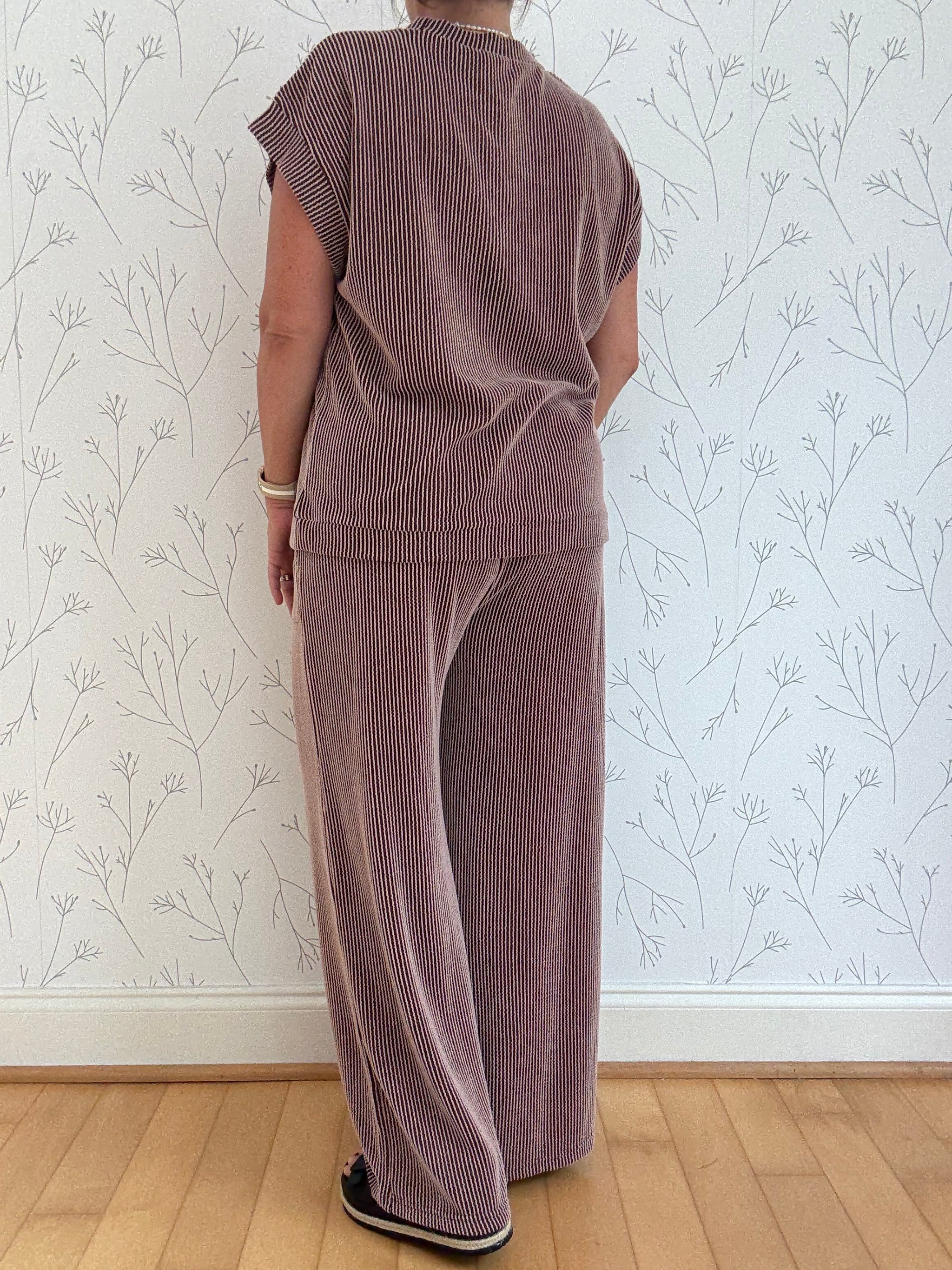 Striped Rib Knit Lounge Set