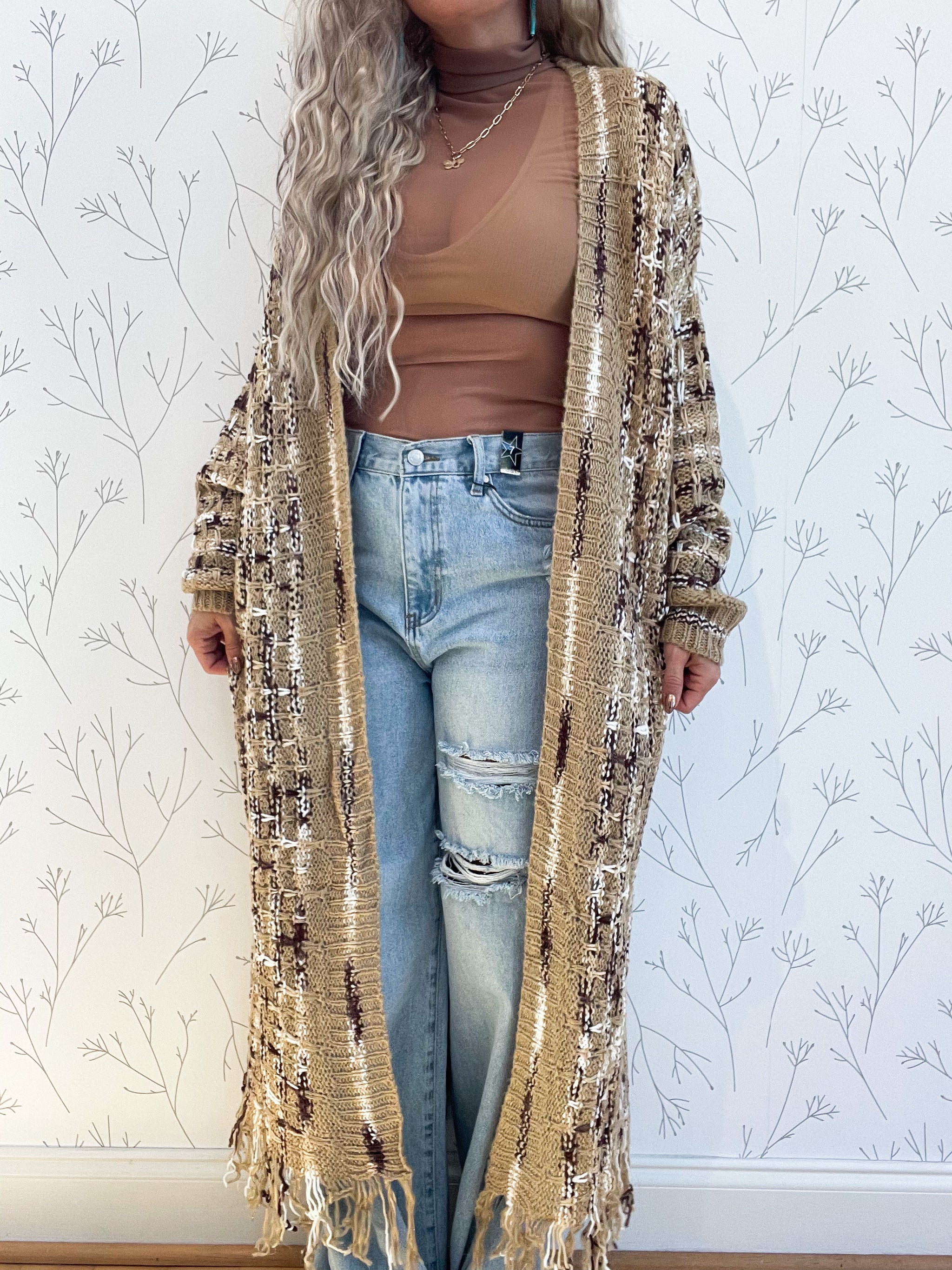 Metallic Multi Color Maxi Cardigan