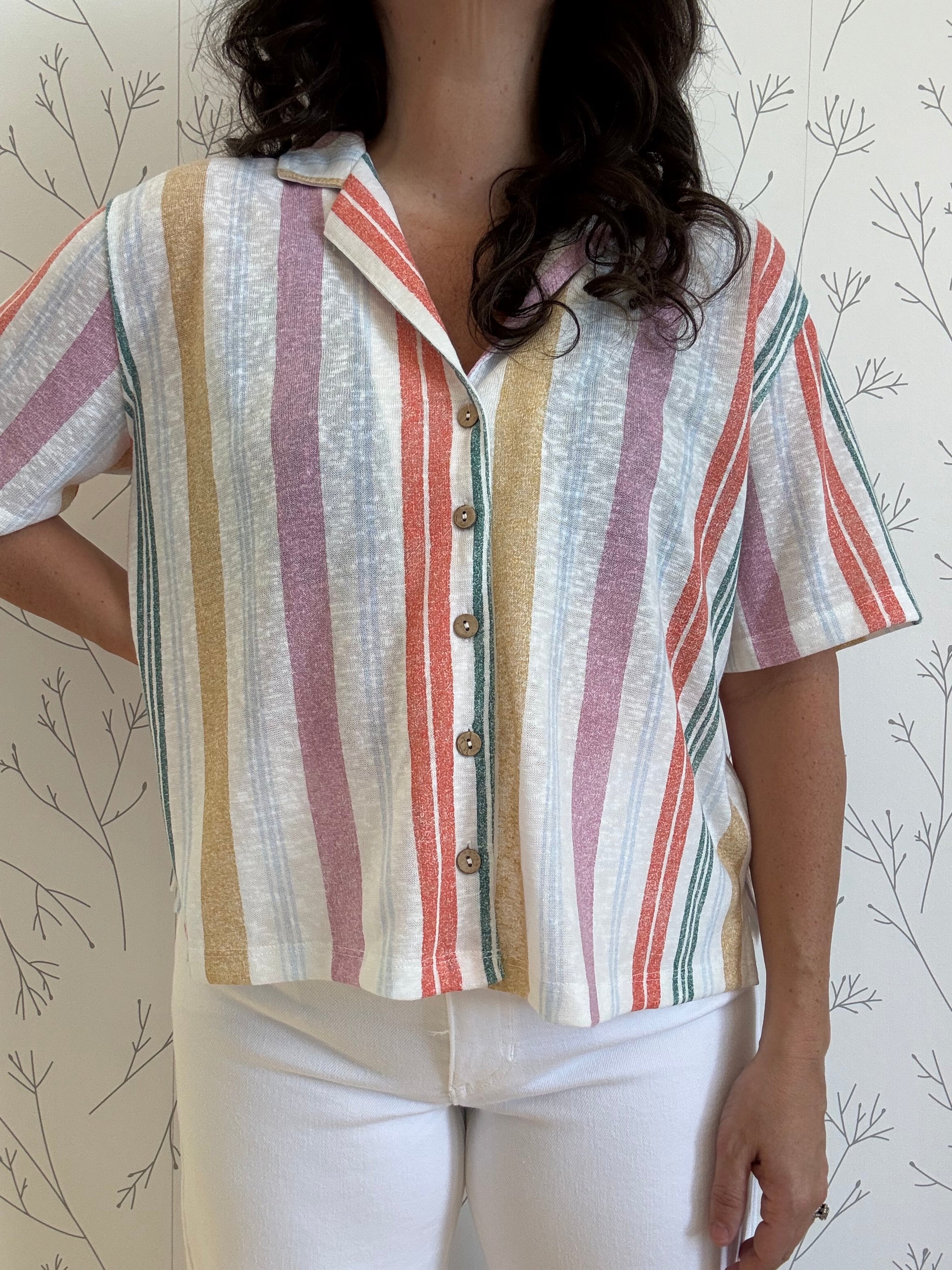 Sunbeam Stripes Button Down Top