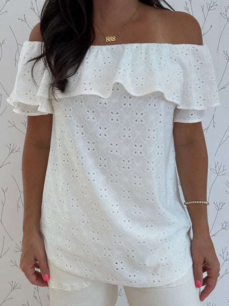 Eyelet Off Shoulder Top