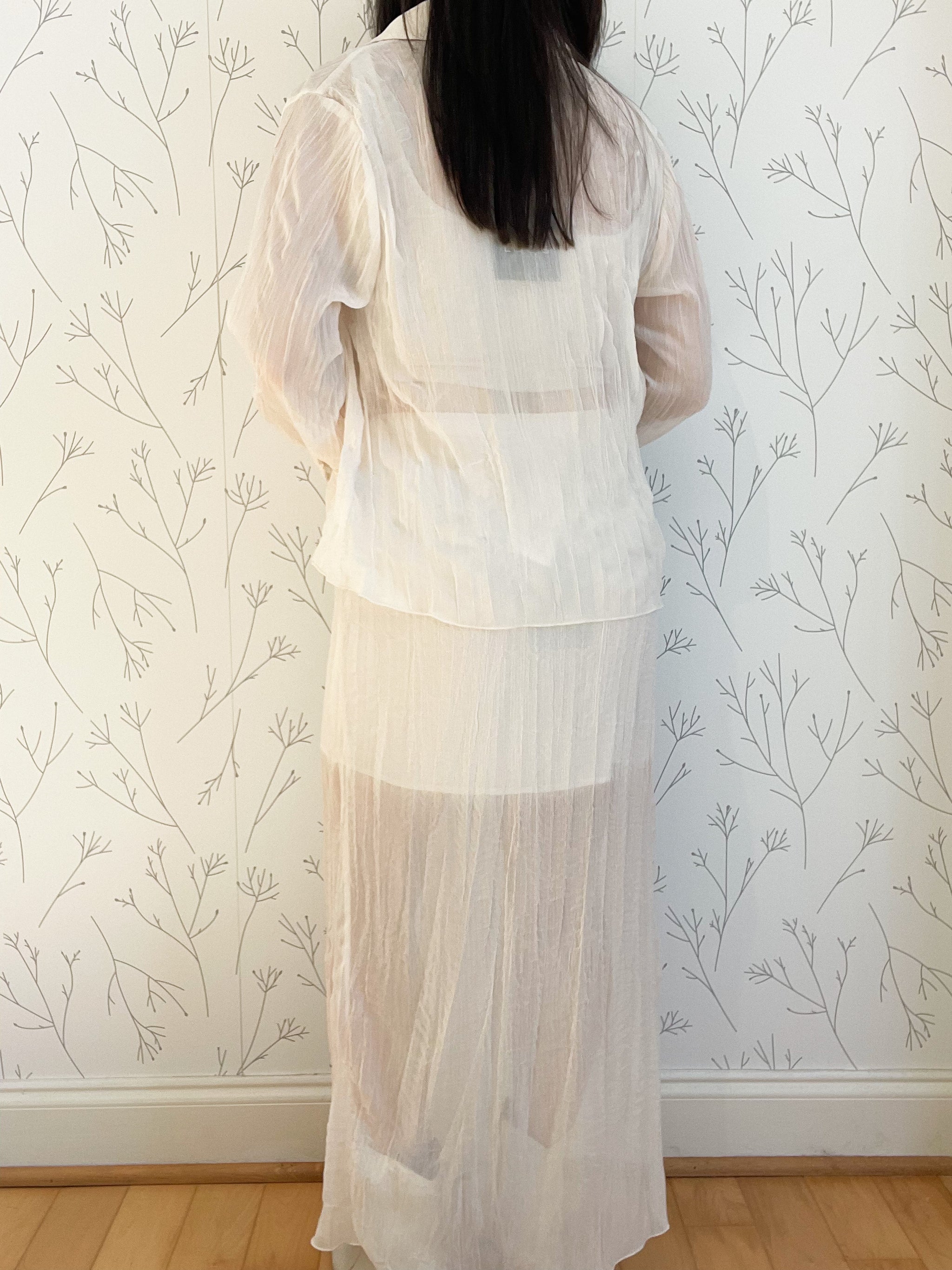 Pleated Top & Midi Skirt Set