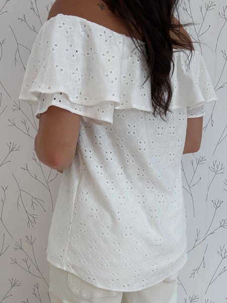 Eyelet Off Shoulder Top