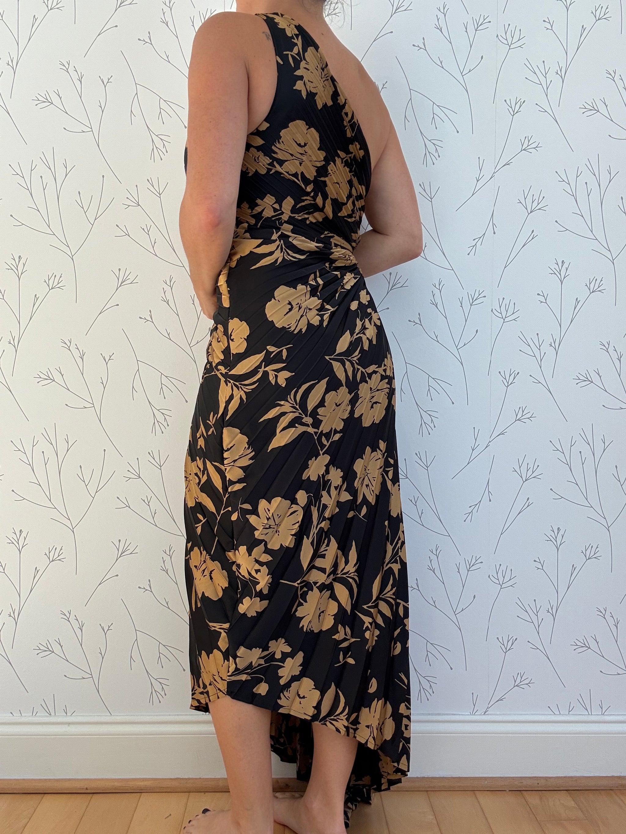 Eclipse One Shoulder Pleated Dress