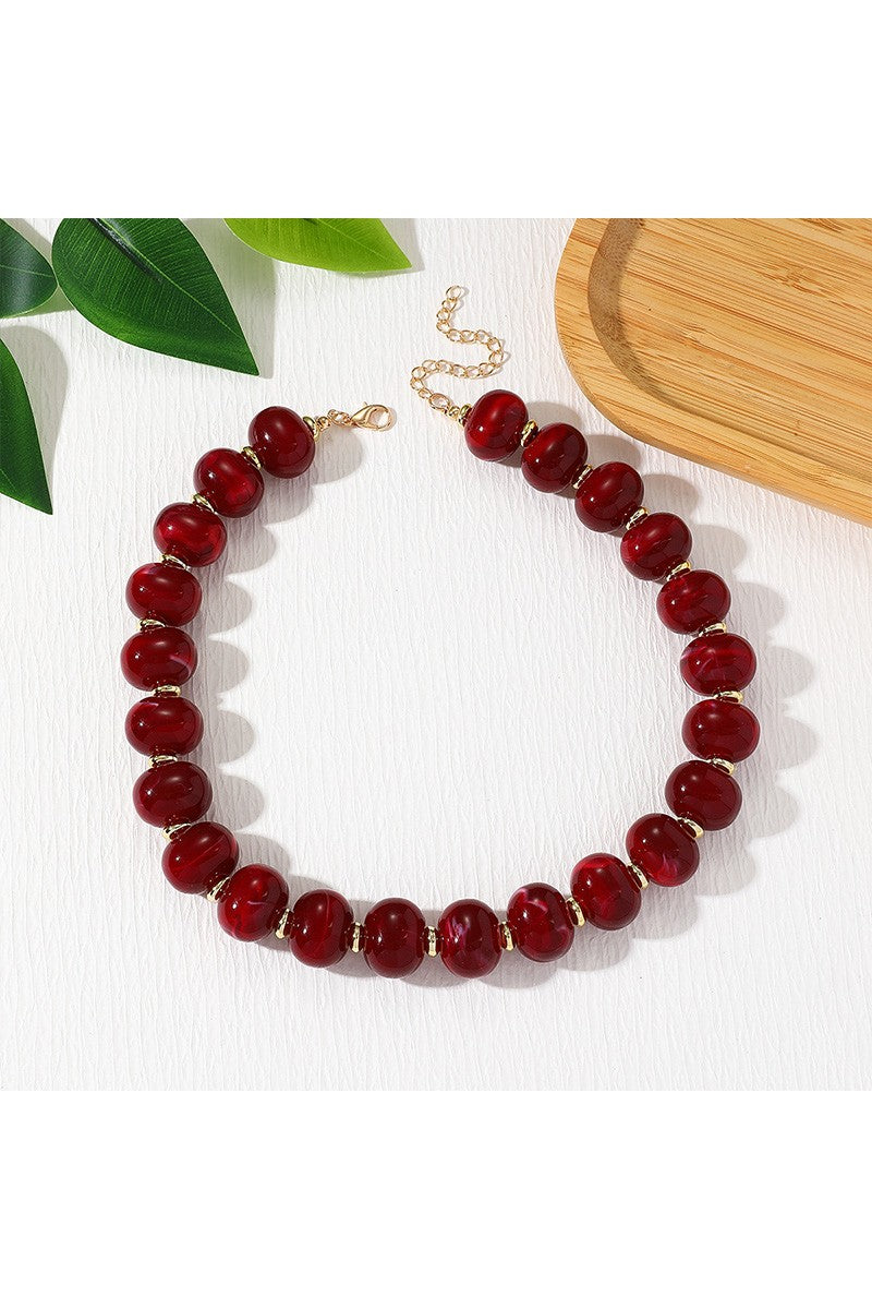 Boho Oval Resin Bead Necklace