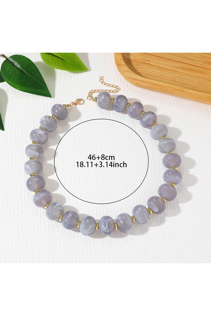 Boho Oval Resin Bead Necklace