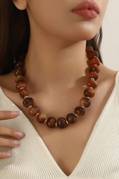 Boho Oval Resin Bead Necklace