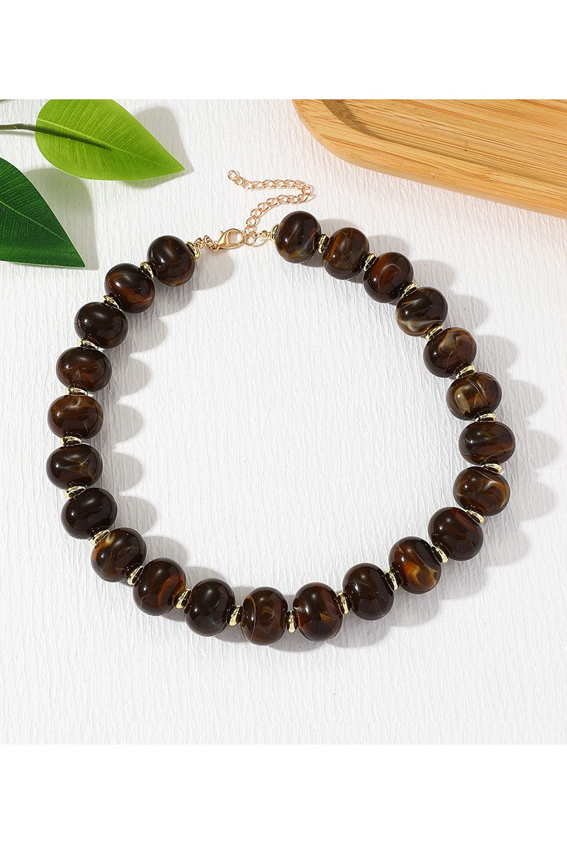 Boho Oval Resin Bead Necklace