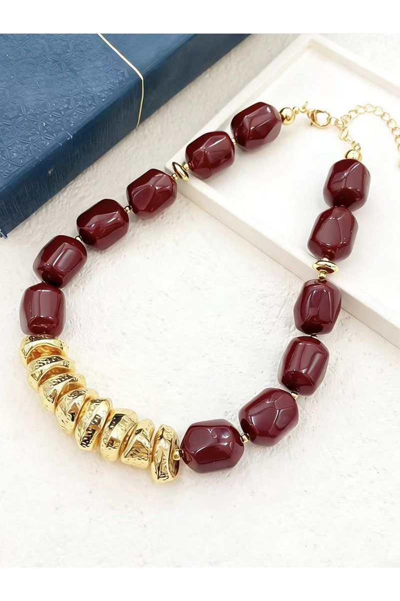 Marble Acrylic Bead Chunky Necklace