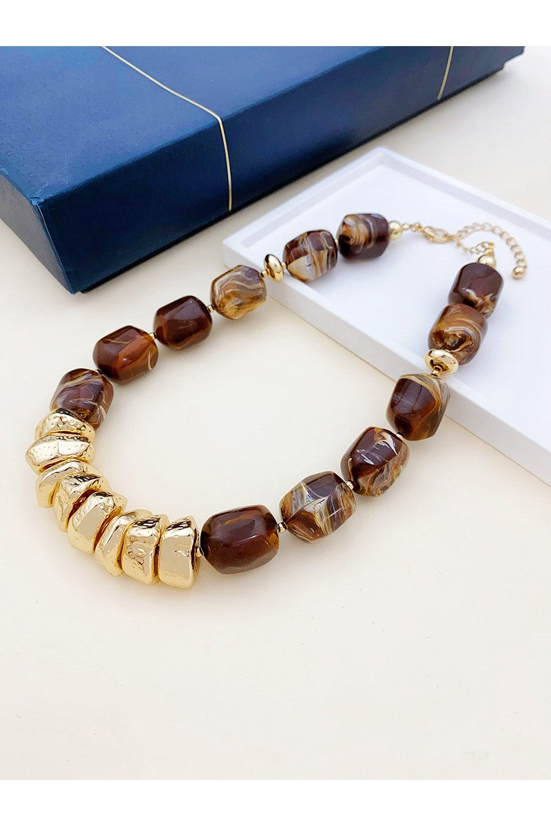 Marble Acrylic Bead Chunky Necklace