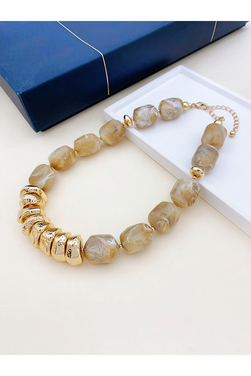 Marble Acrylic Bead Chunky Necklace