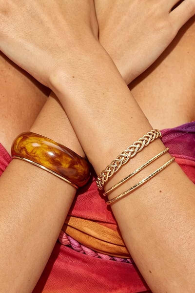 Gold & Resin Layered Bracelet Set