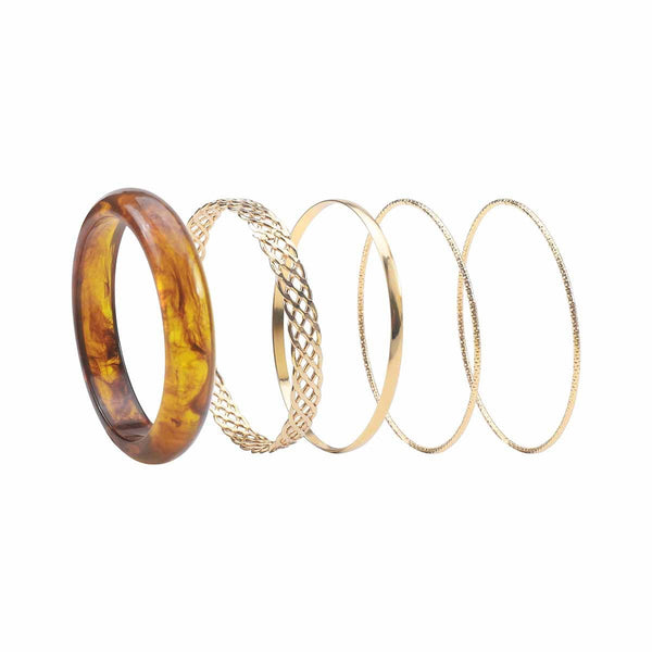 Gold & Resin Layered Bracelet Set
