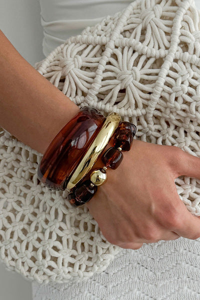3-piece Resin Bangle & Beaded Bracelet Set