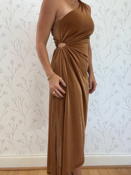 Golden Glimmer Asymmetrical Dress