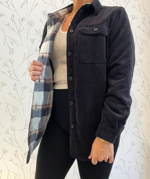 Reversible Corduroy/Plaid Shacket