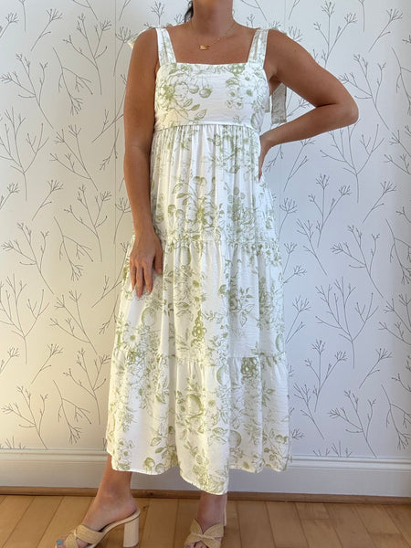 Kiwi Blossom Midi Dress