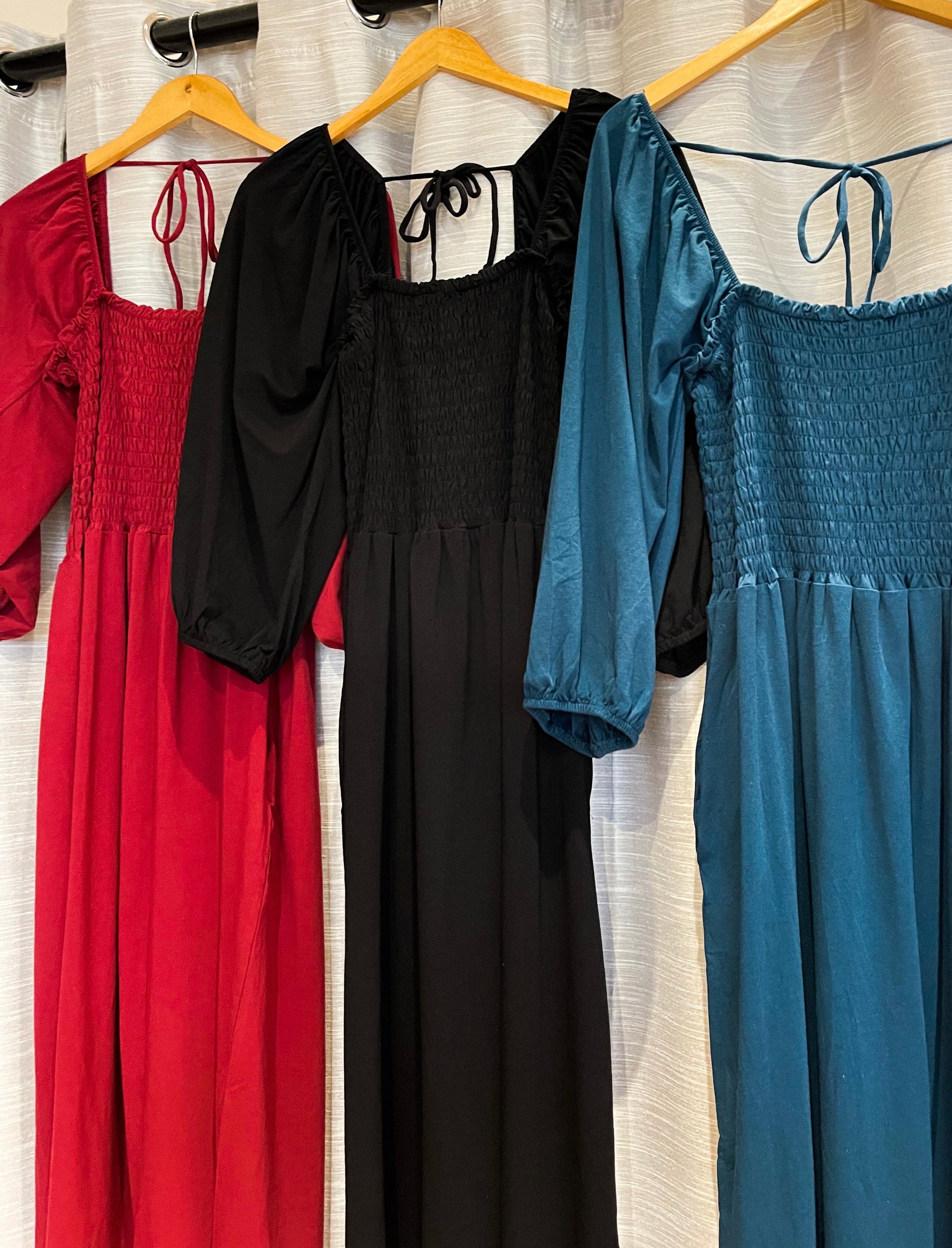Smocked Top Peasant Midi Dress - Plus 3 jems boutique Smocked Top Peasant Midi Dress - Plus 3 jems boutique