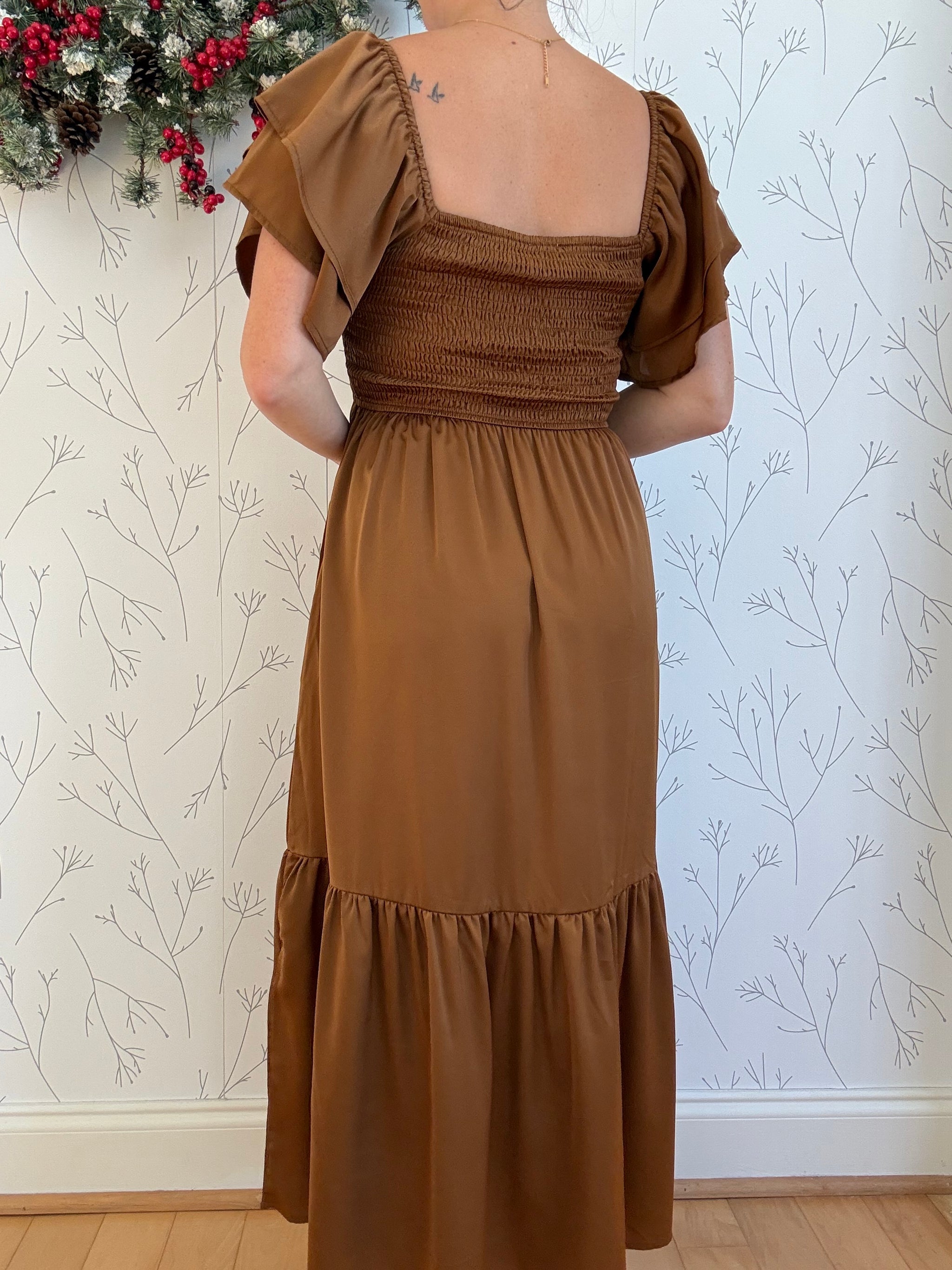 Ella Satin Smocked Dress