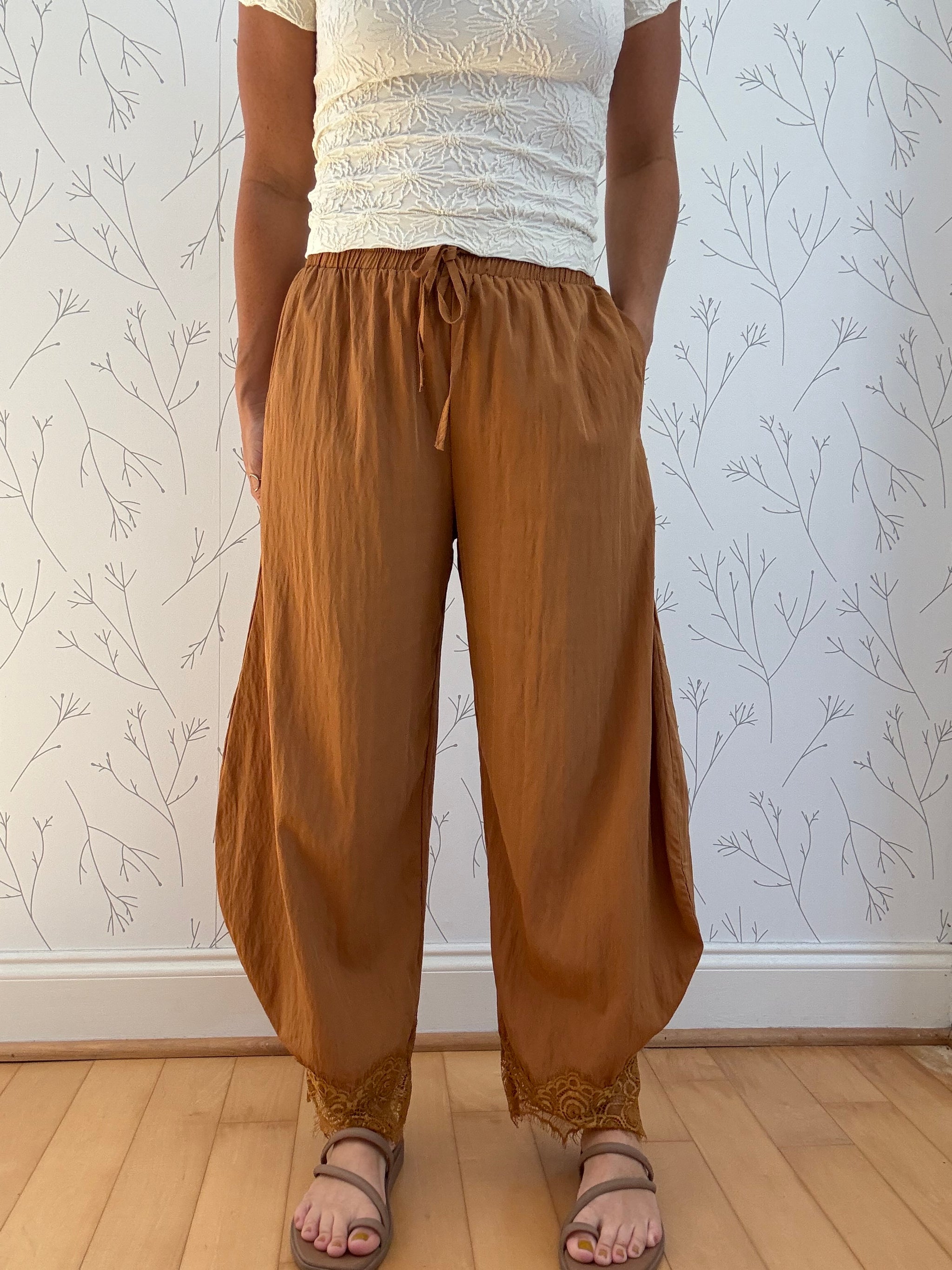 Lace & Leaves Barrel Pants