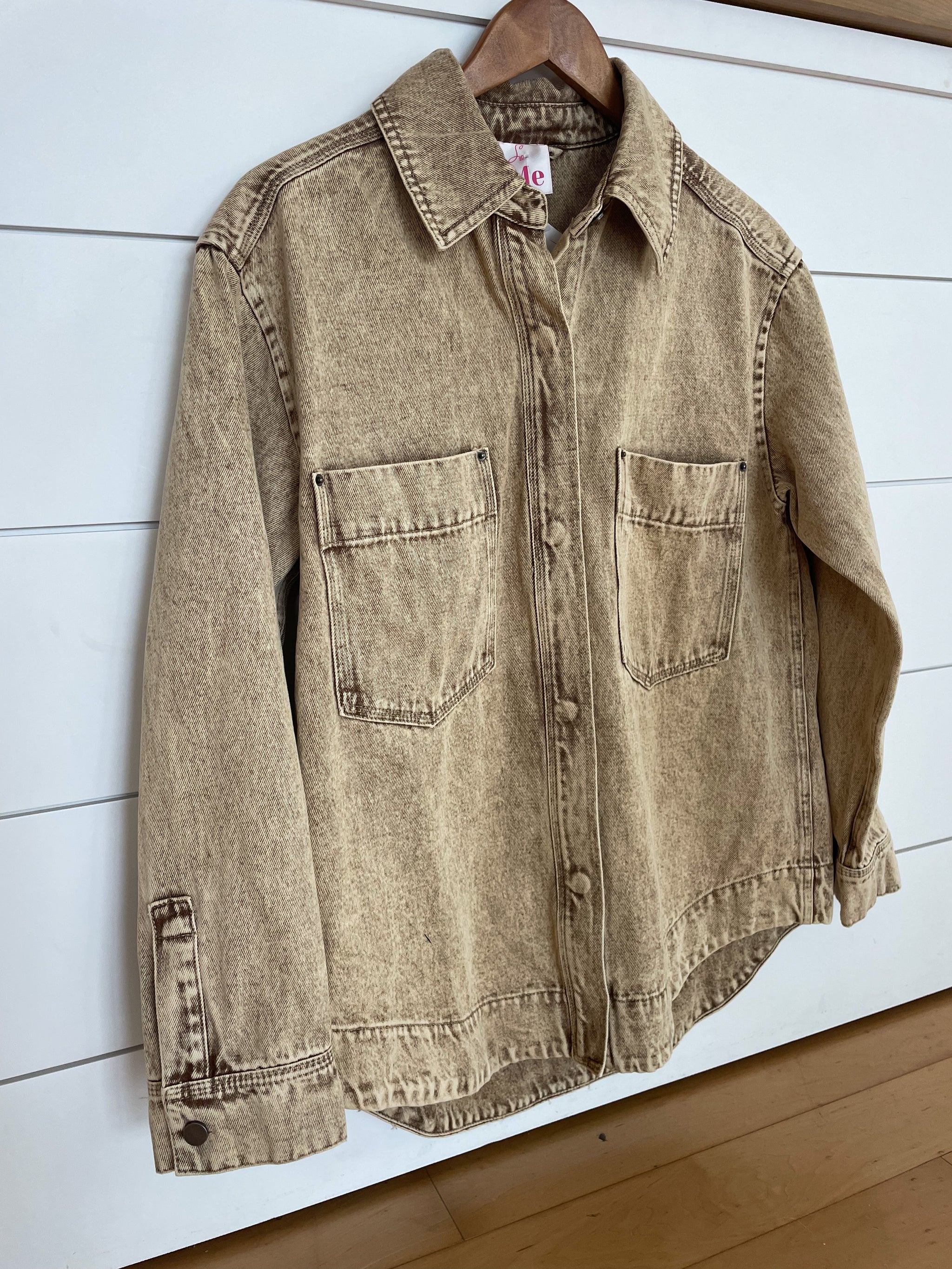 Vintage Washed Button Down Shirt Jacket
