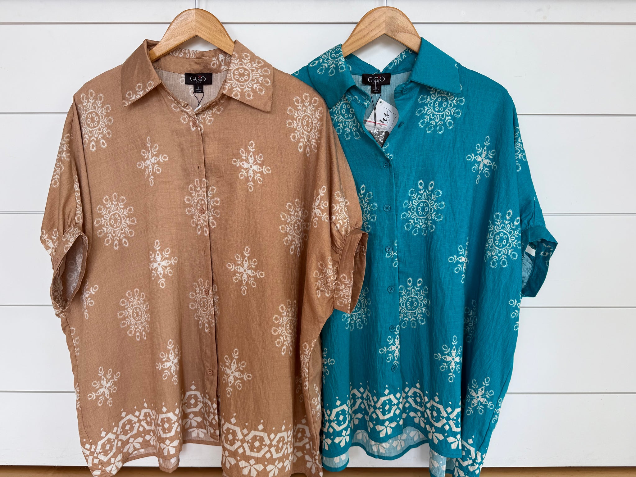 Medallion Print Loose Fit Button Down