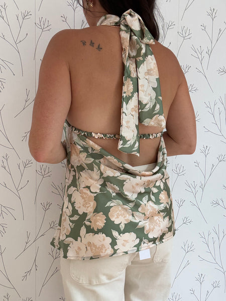 Halter Neck Floral Print Top