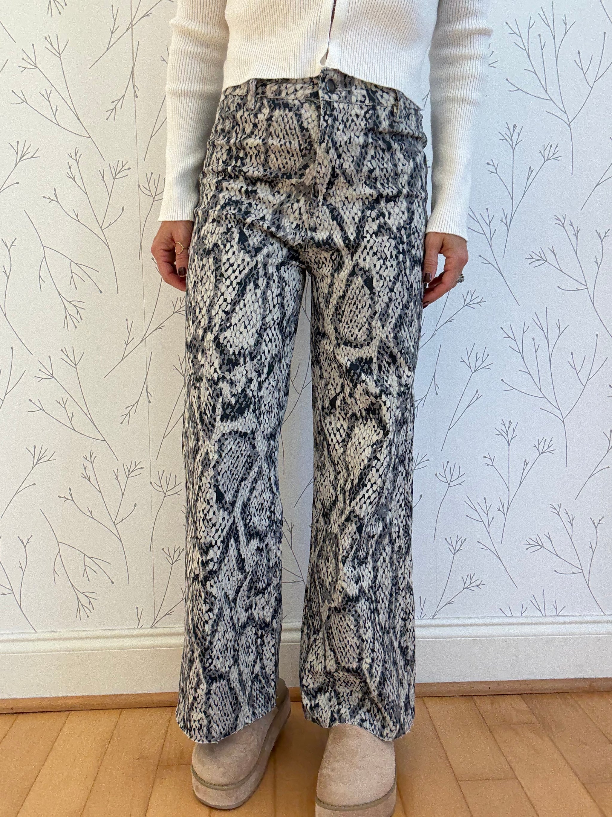 Animal Print Stretch Denim Jean