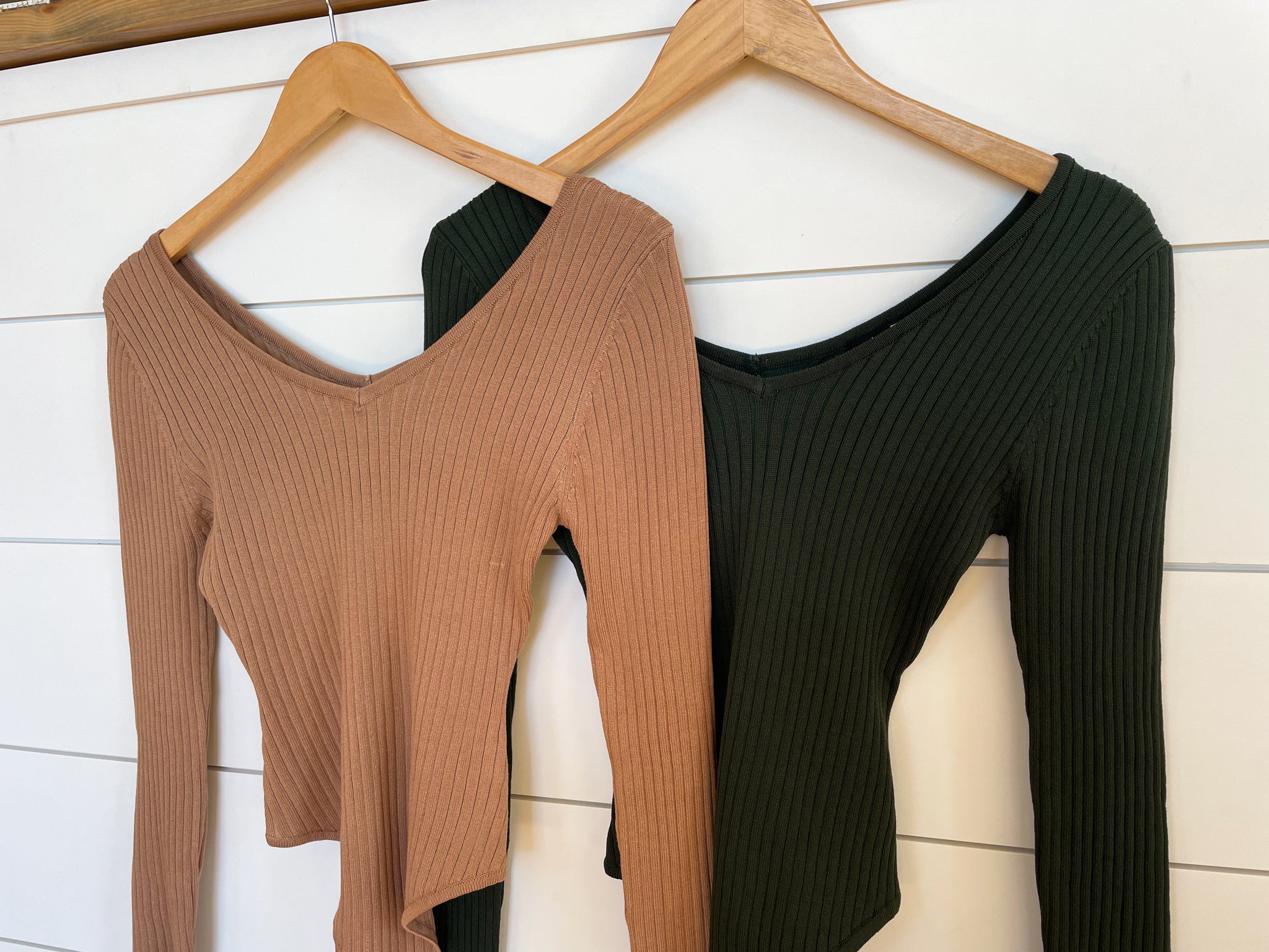 Basic Rib V-Neck Long Sleeve Bodysuit