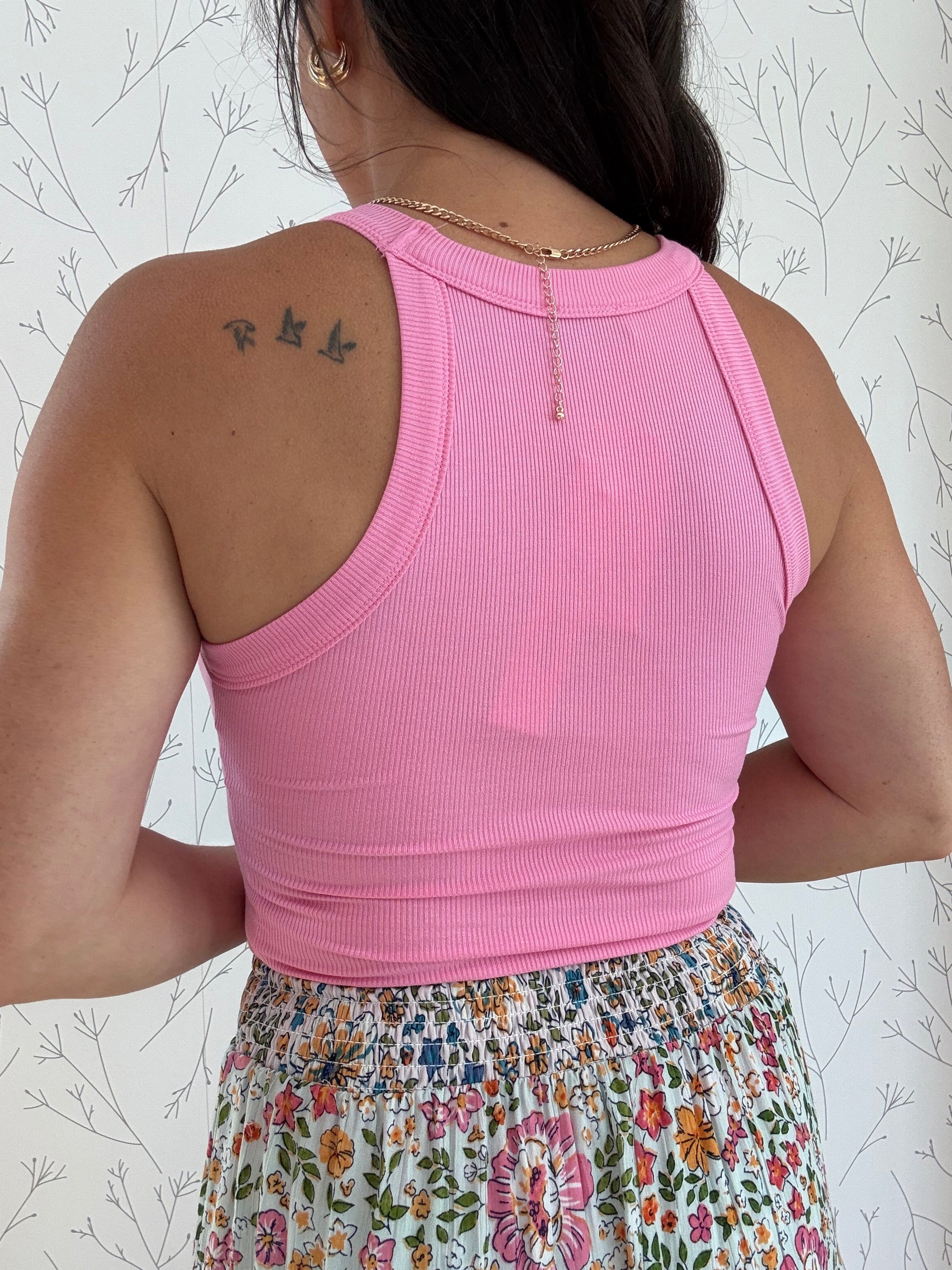 Solid Round Neck Knit Tank