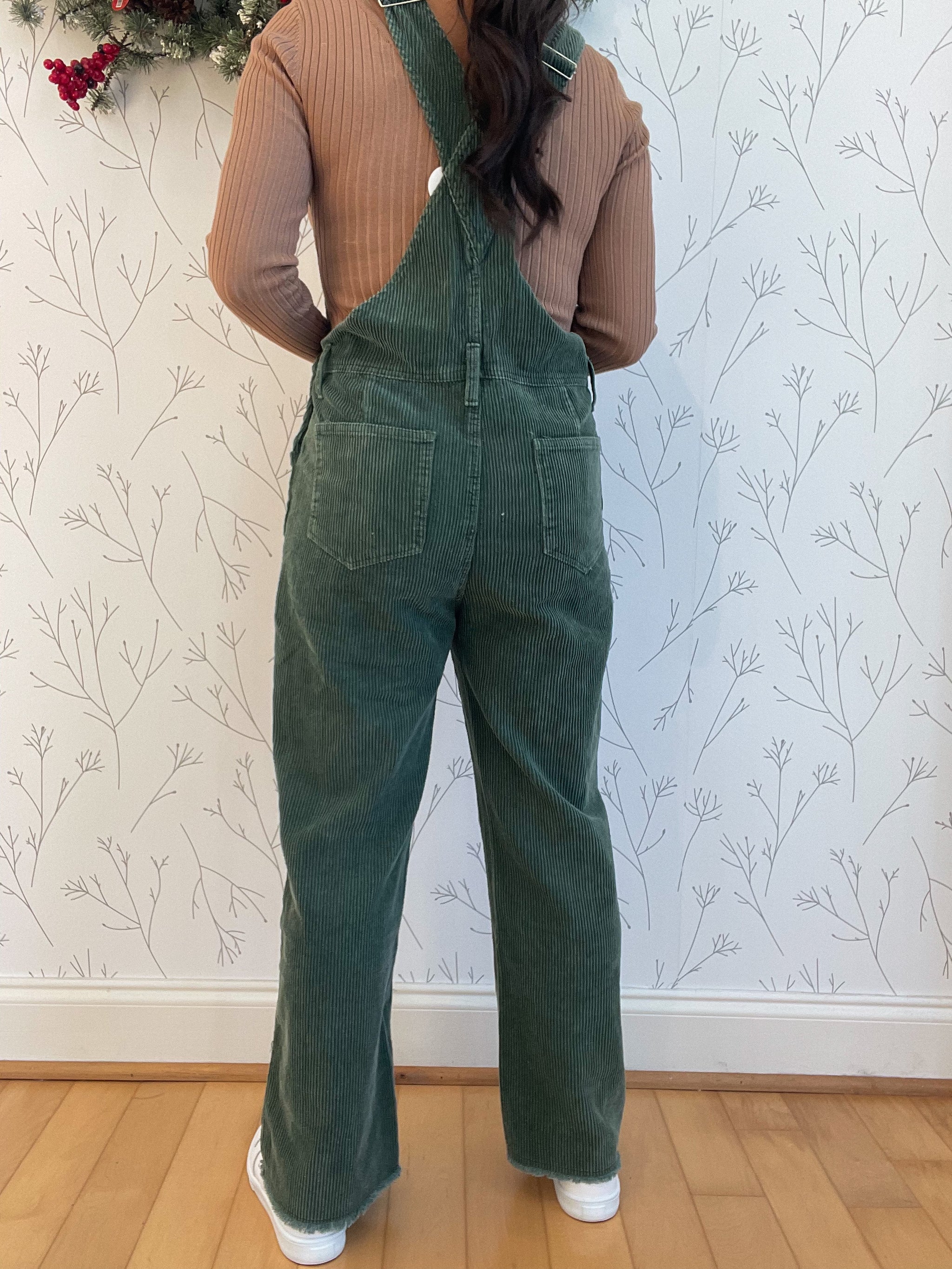Distressed Detail Vintage Washed Corduroy Overalls