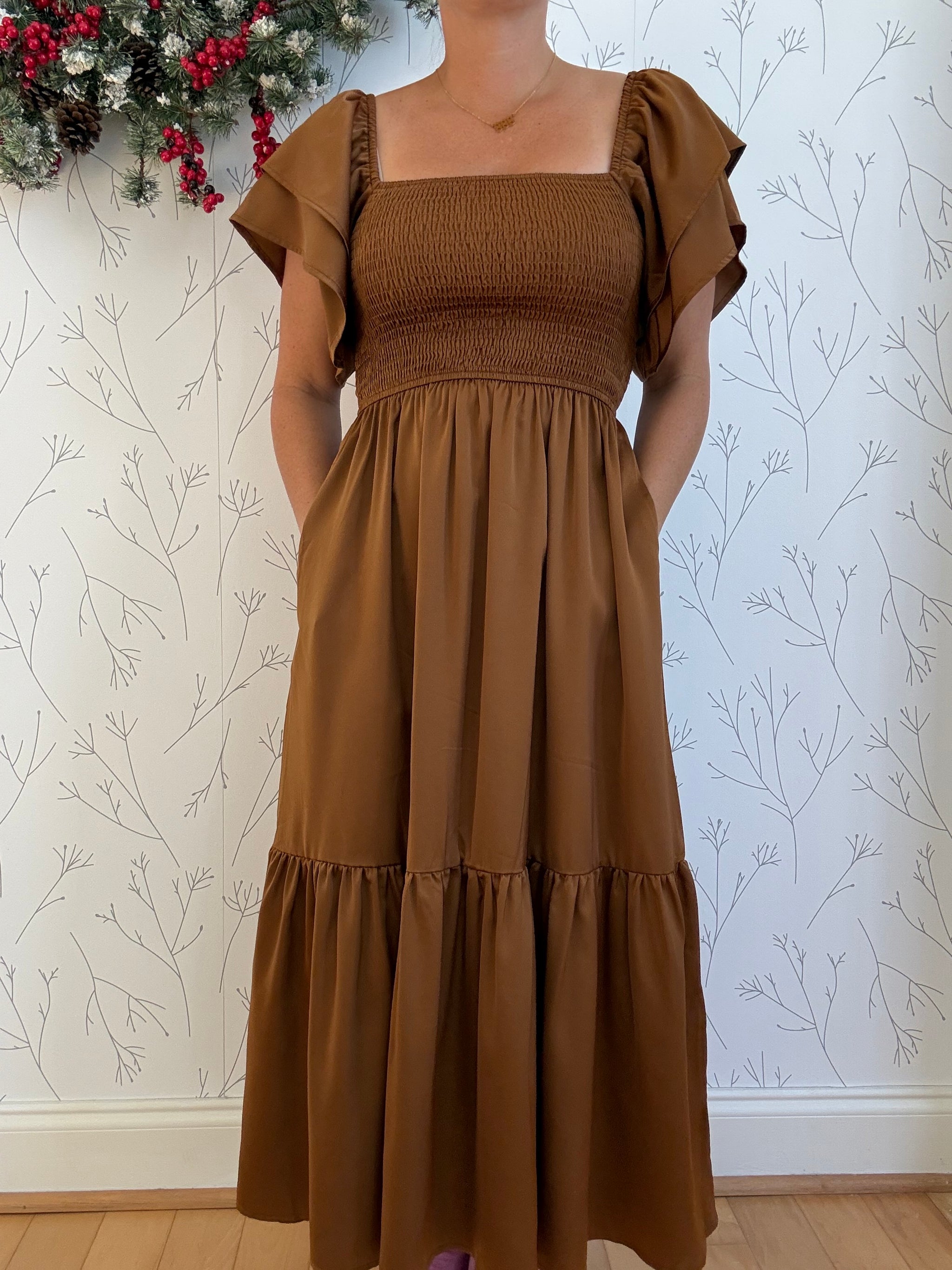 Ella Satin Smocked Dress