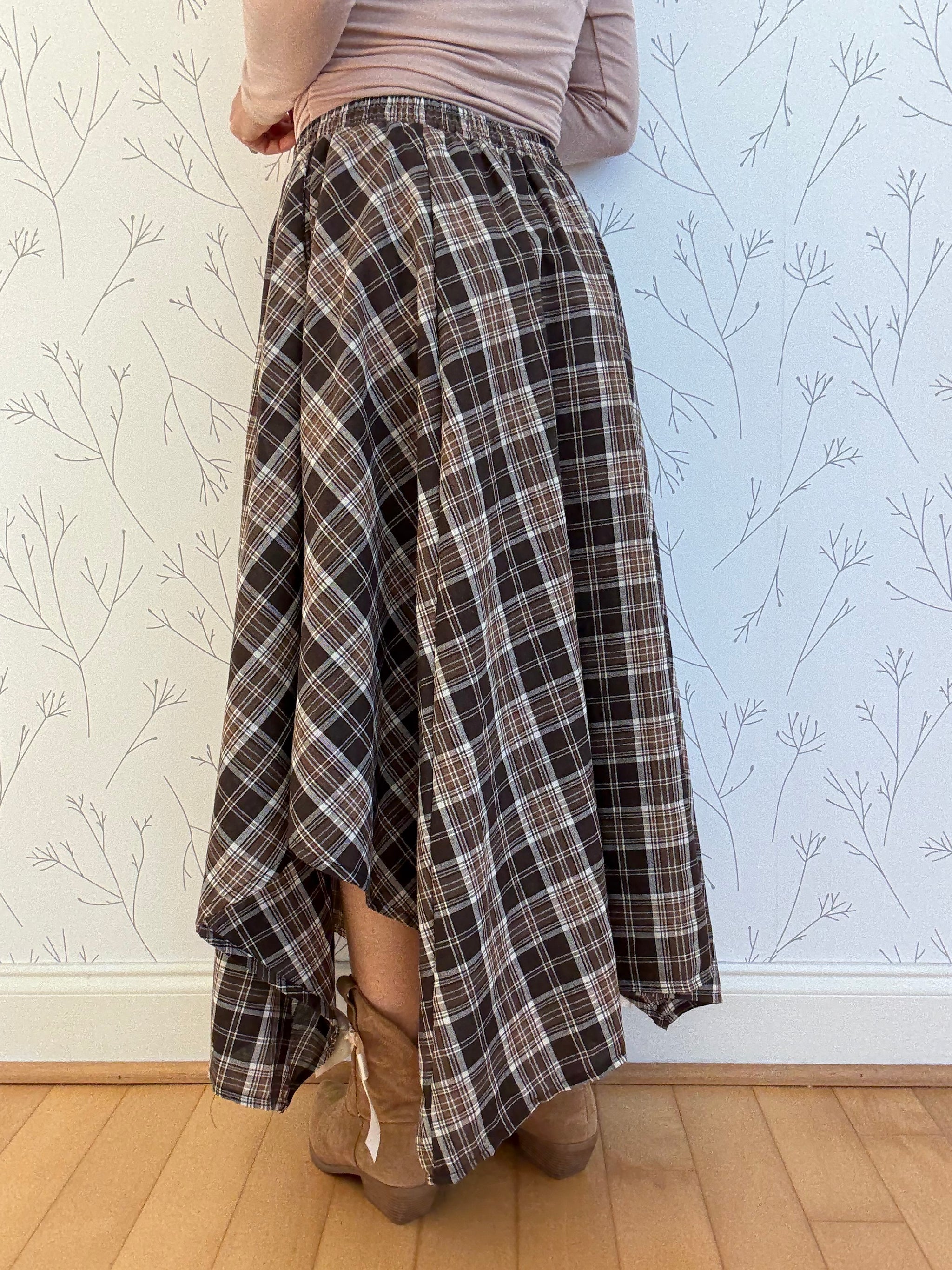 Plaid Whirl Midi Skirt