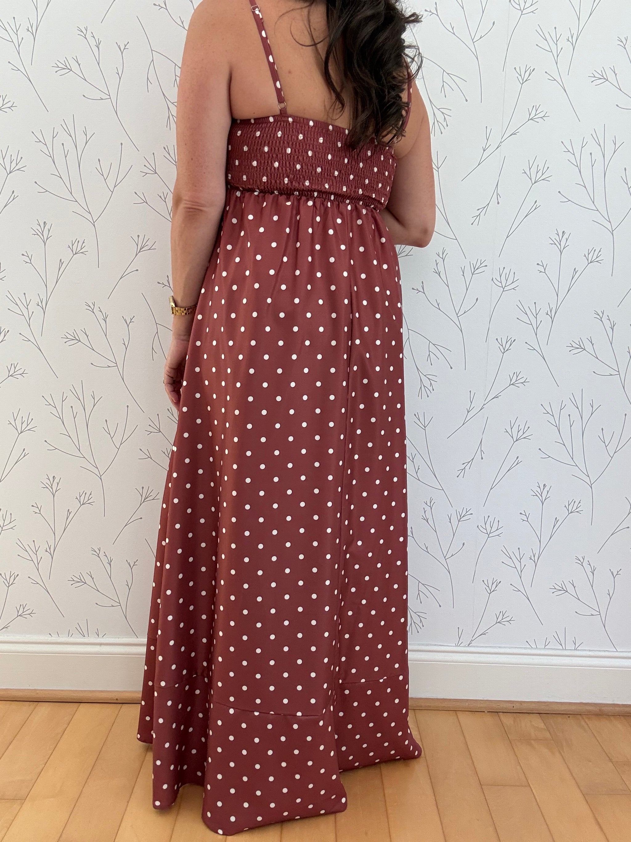 Spotted Espresso Maxi Dress