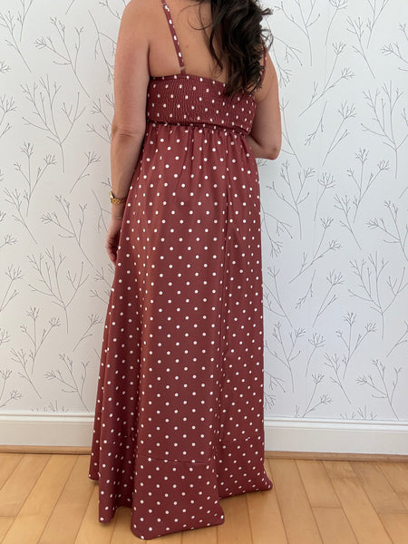 Spotted Espresso Maxi Dress