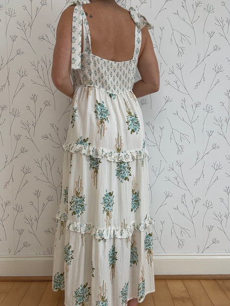 Floral Bouquet Tiered Midi Dress