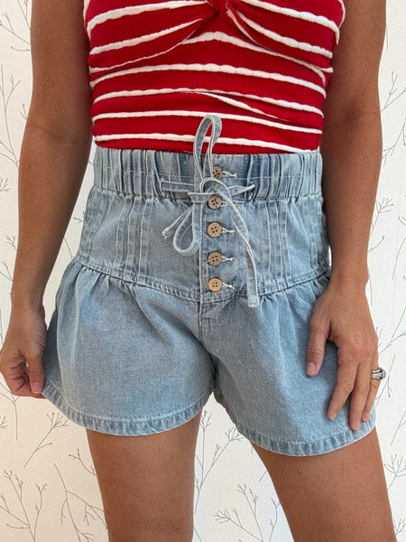 Denim & Dusk Flare Shorts