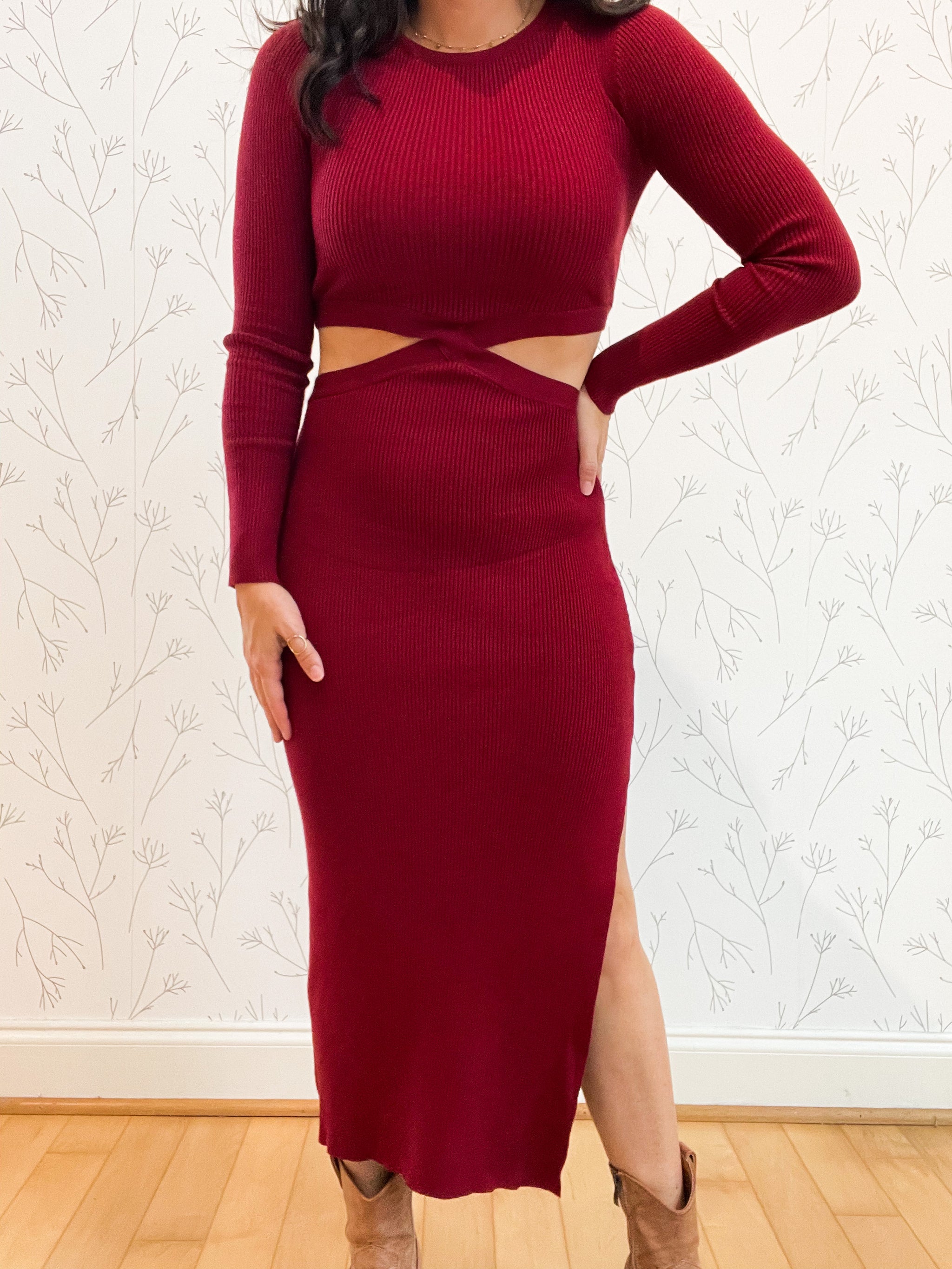 Long Sleeve Sweater Maxi Dress