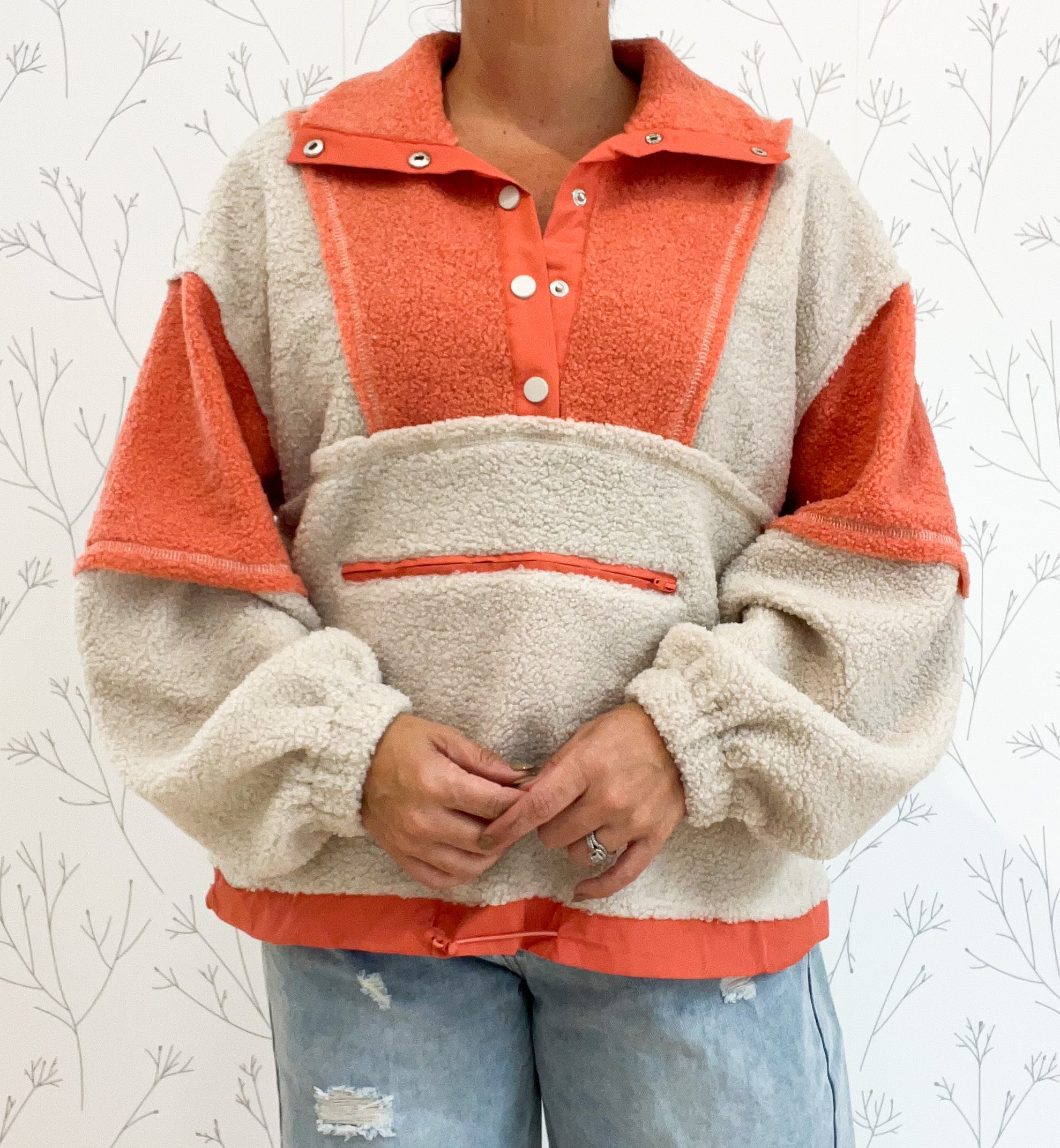 Color Block Sherpa Pullover
