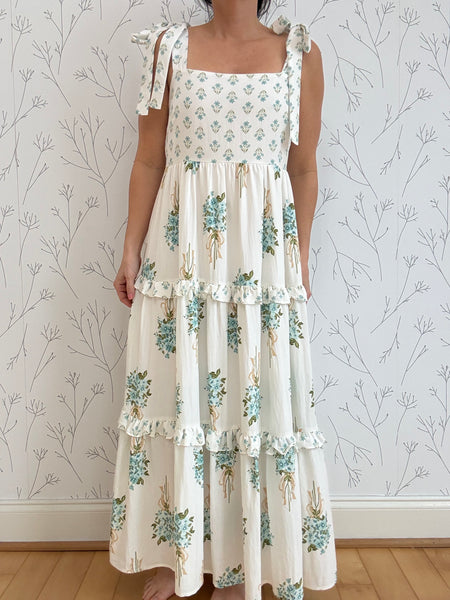 Floral Bouquet Tiered Midi Dress