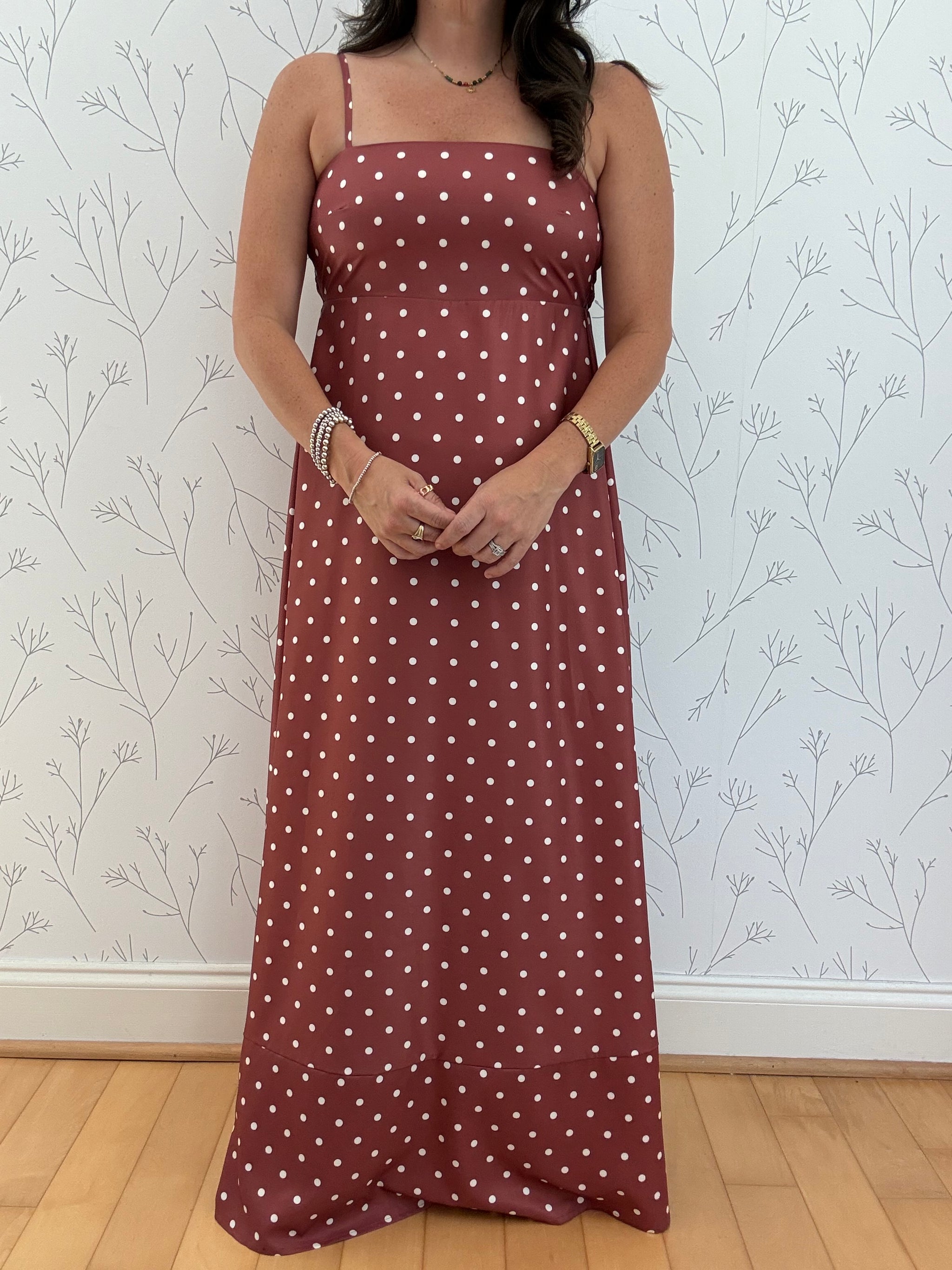 Spotted Espresso Maxi Dress