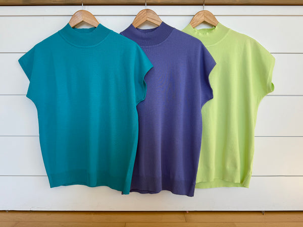 Mock Neck Drop Shoulder Top