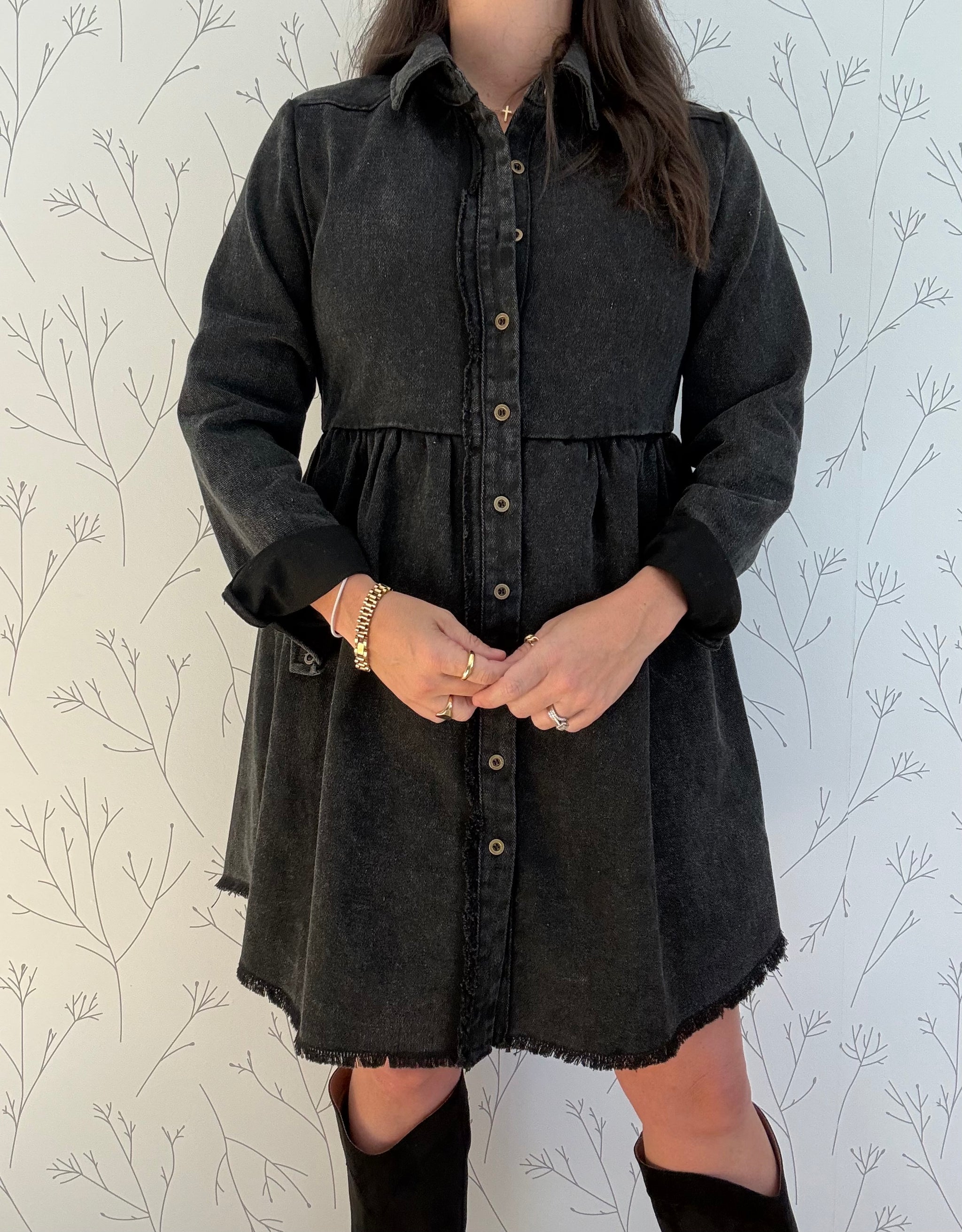 Harvest Fringe Button Down Dress