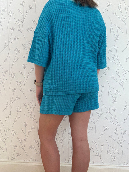 Waffle Textured Top & Shorts Set