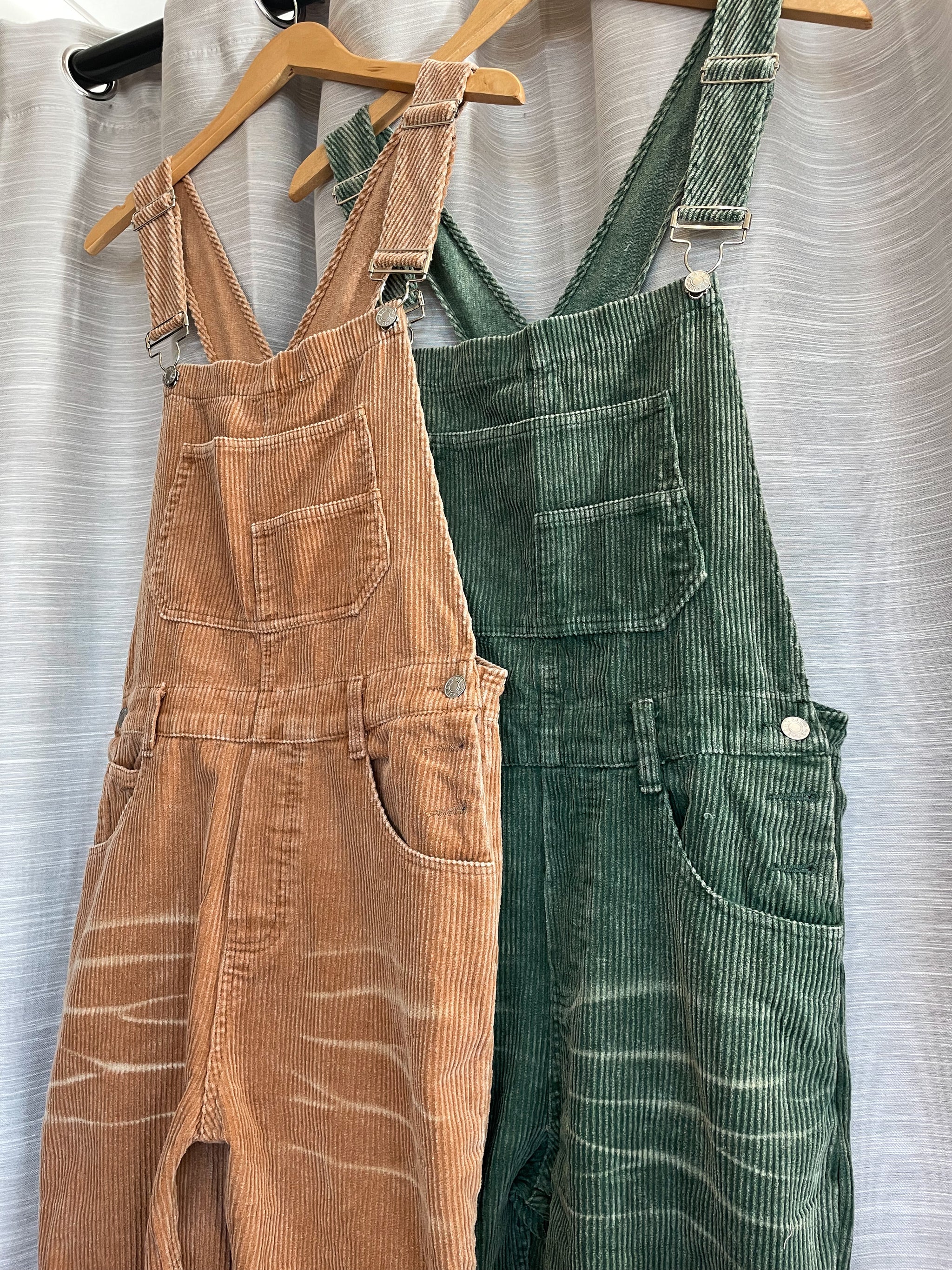 Distressed Detail Vintage Washed Corduroy Overalls
