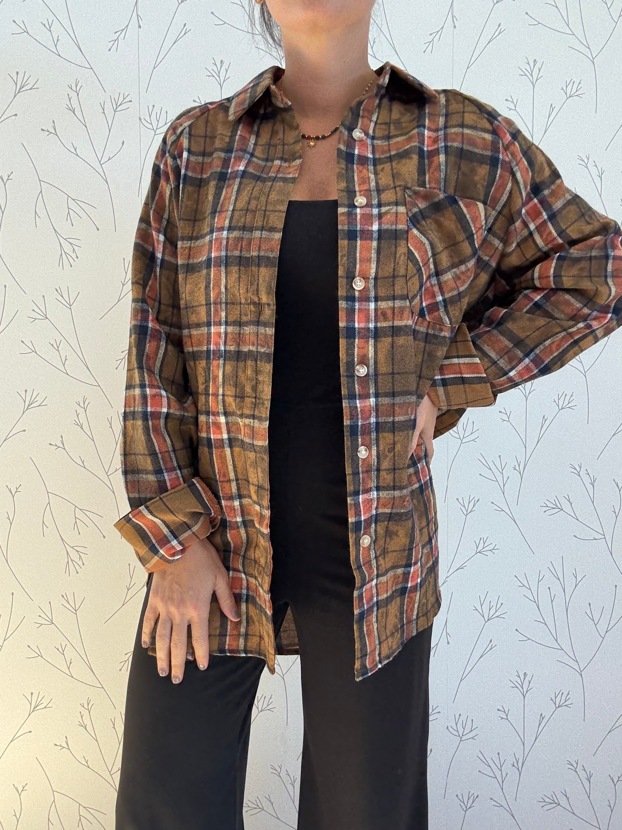 Stonewash Flannel Button Down Top